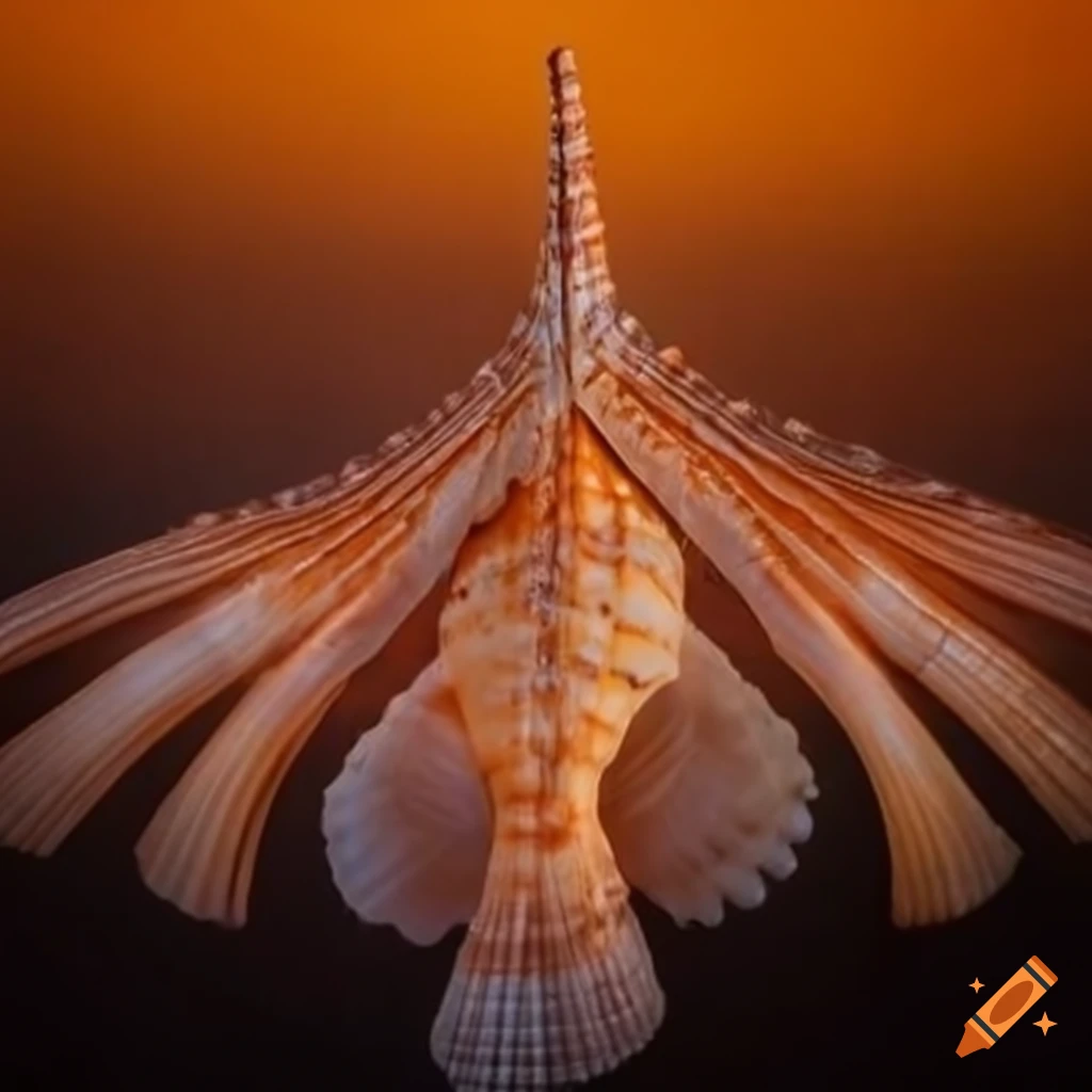 Delicately crafted seashell wing art