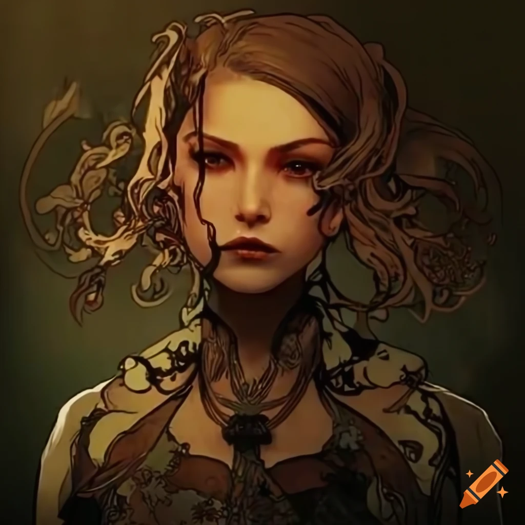 Korean Metal Gear Solid artwork with Alphonse Mucha influences