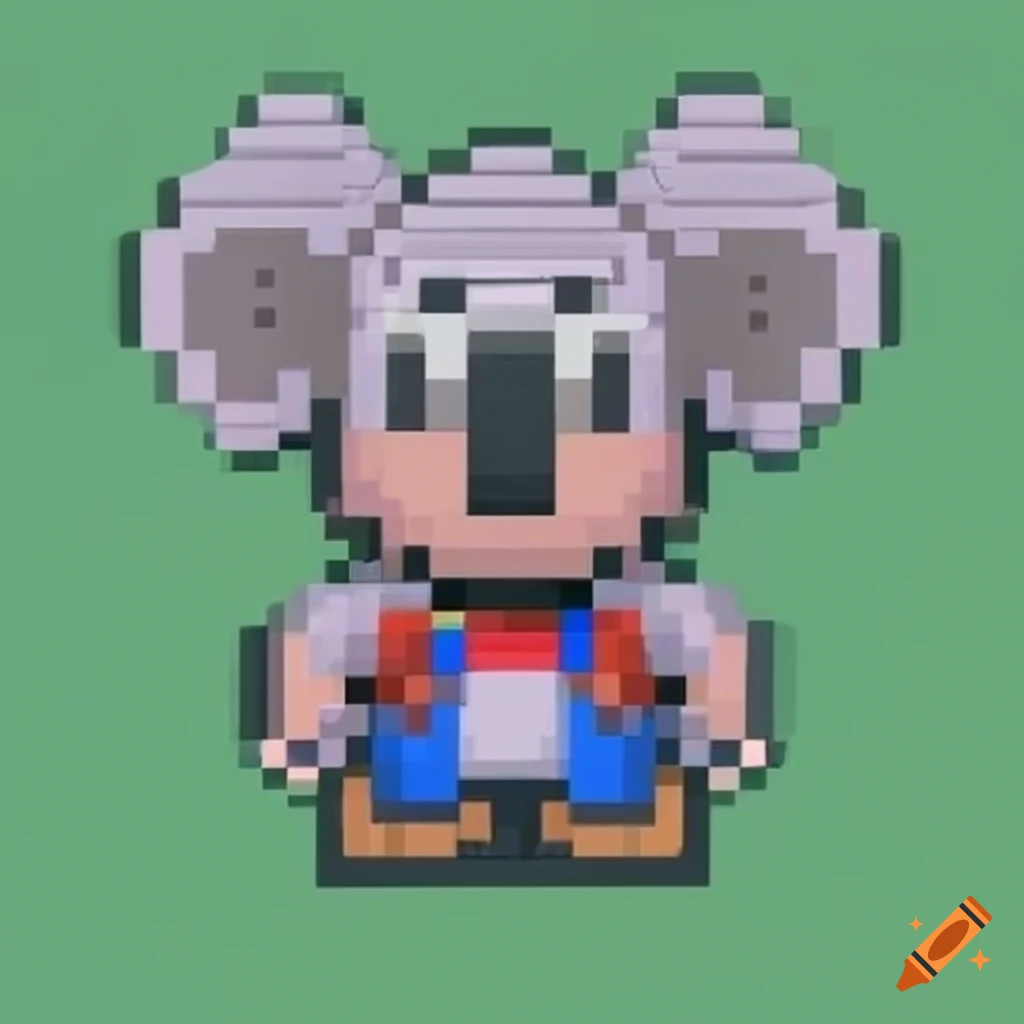 8-bit Mario transformed into a koala character