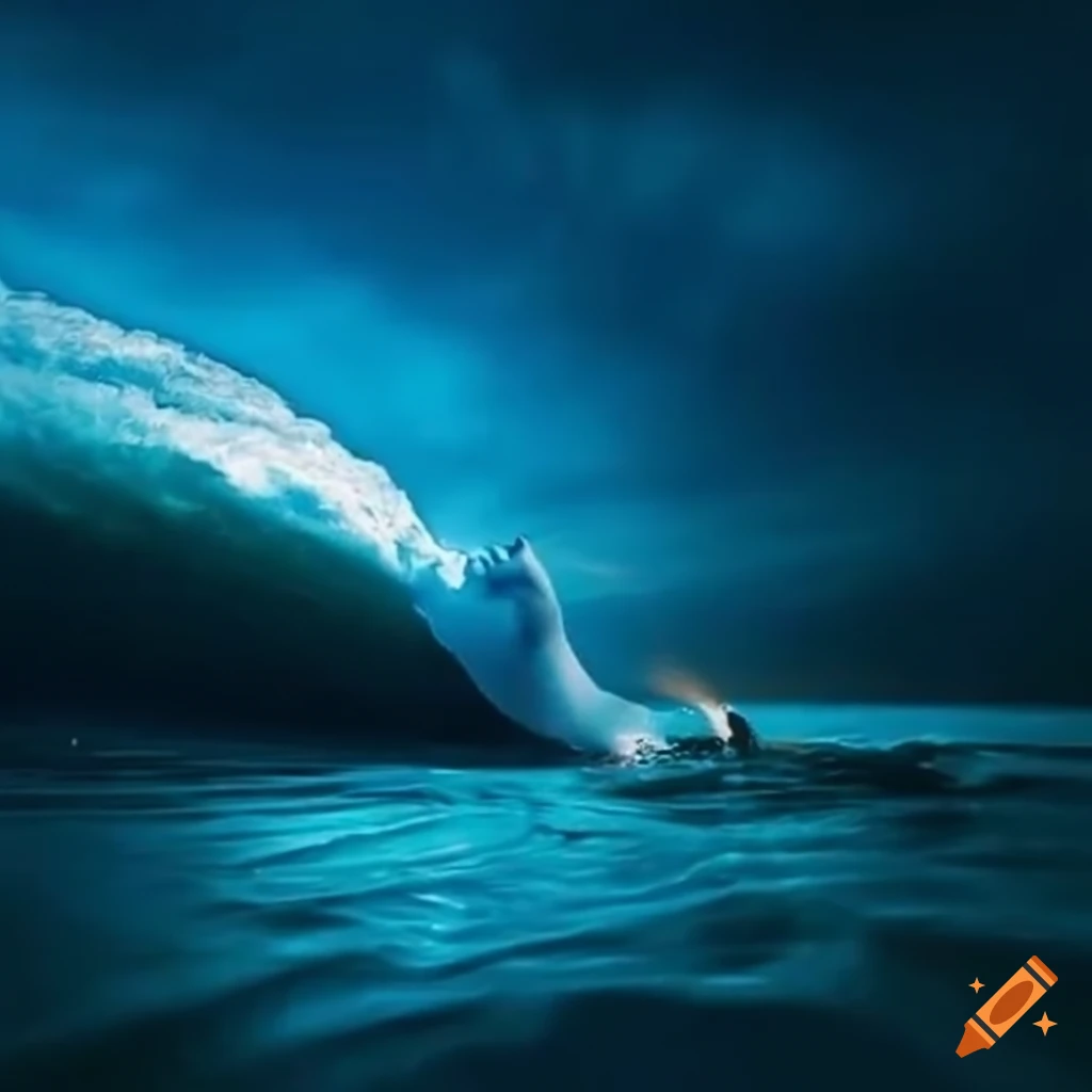 Lady praying amidst strong waves without being touched by them