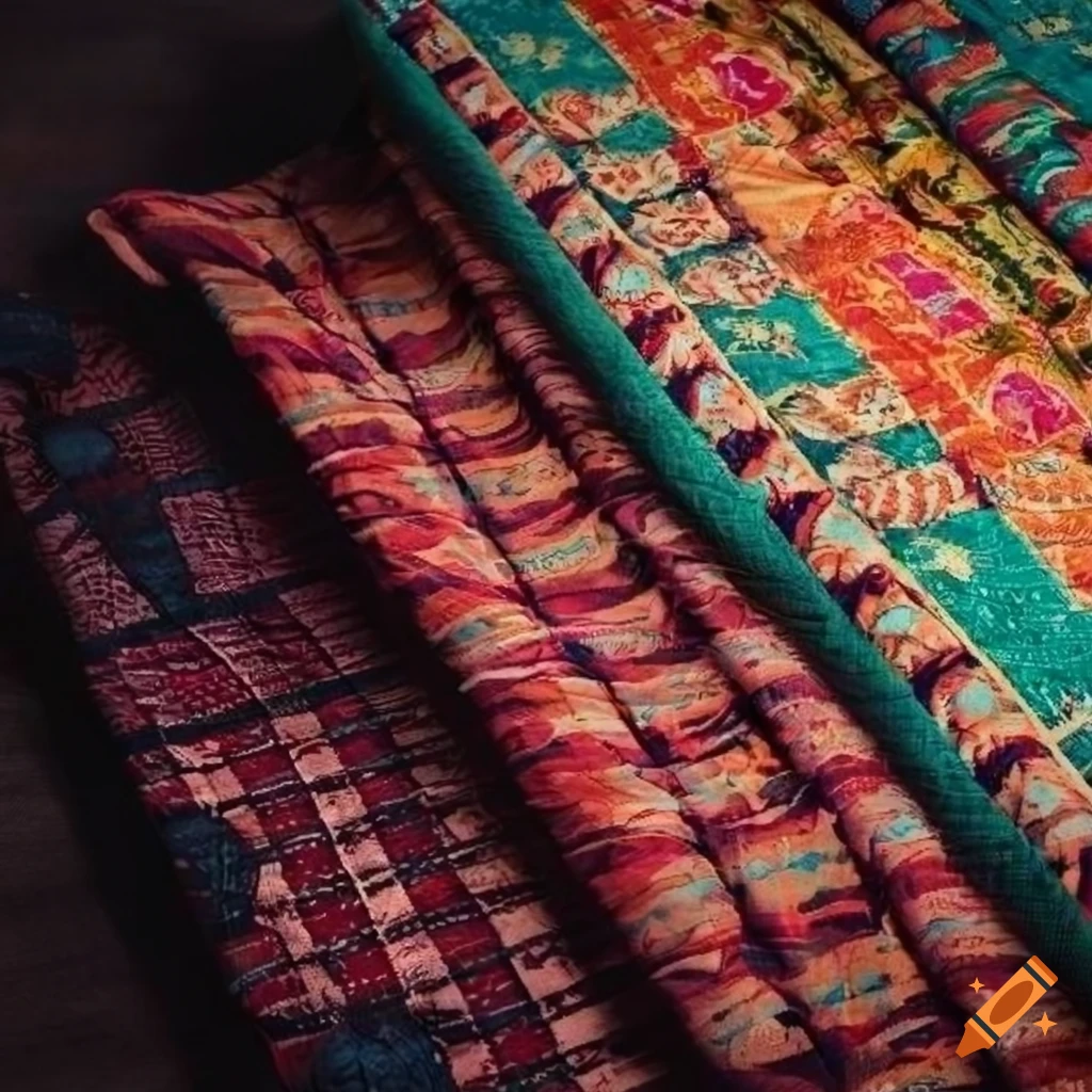 Colorful bohemian throw blanket on concrete background