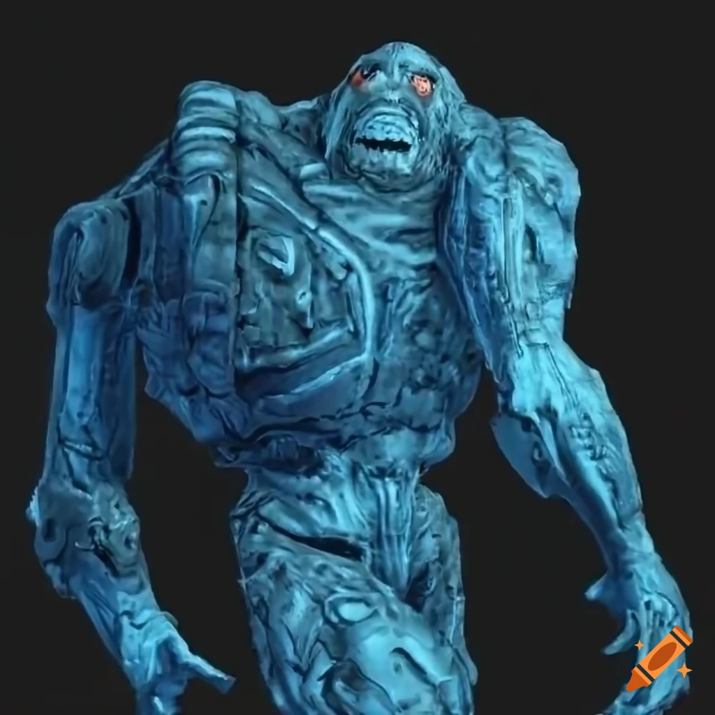Blue and silver texture from Doom 2 1993 game with a revenant character