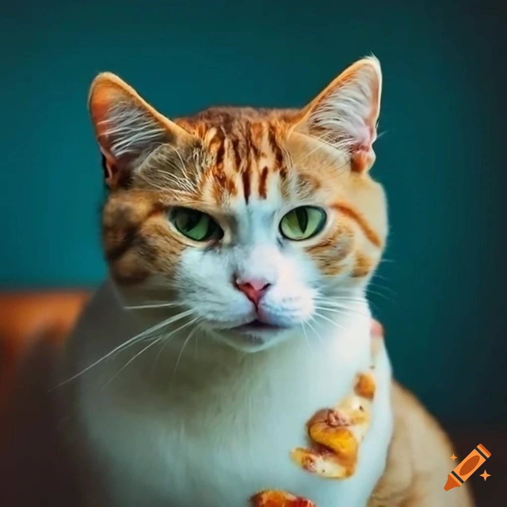 Pizzaloving cat in a hotel on Craiyon