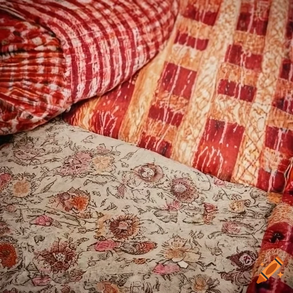 Colorful bohemian throw blanket on concrete background