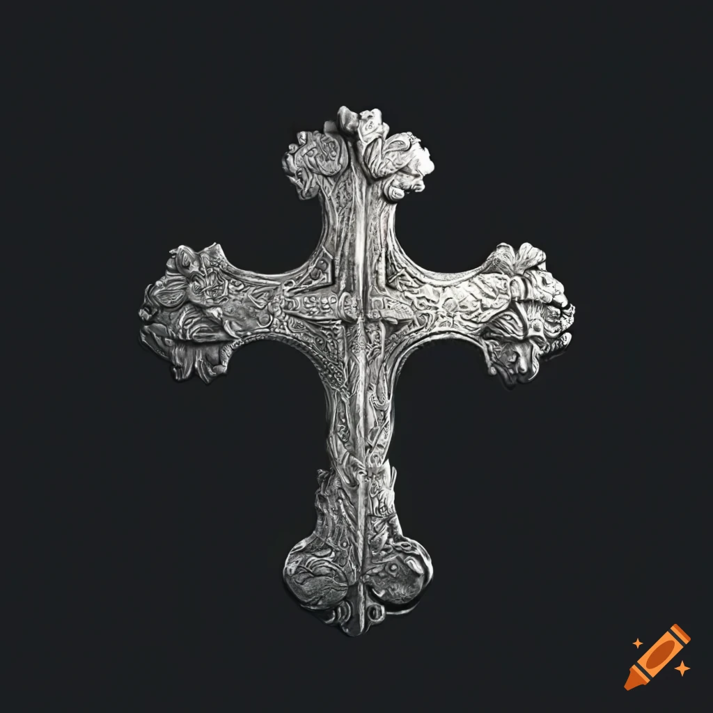 Emblem of the White Oak Cross: silver cross with a majestic oak tree