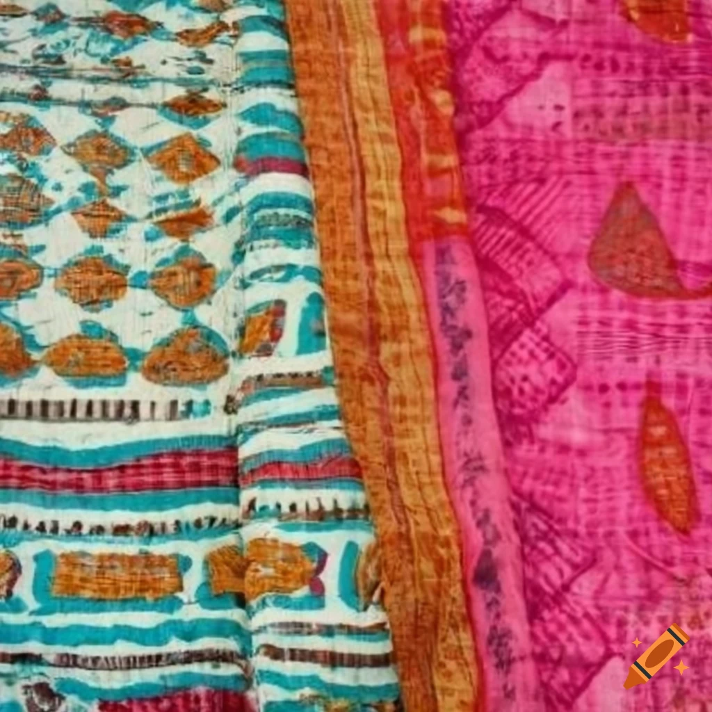 Colorful bohemian blanket bedspread on cement background