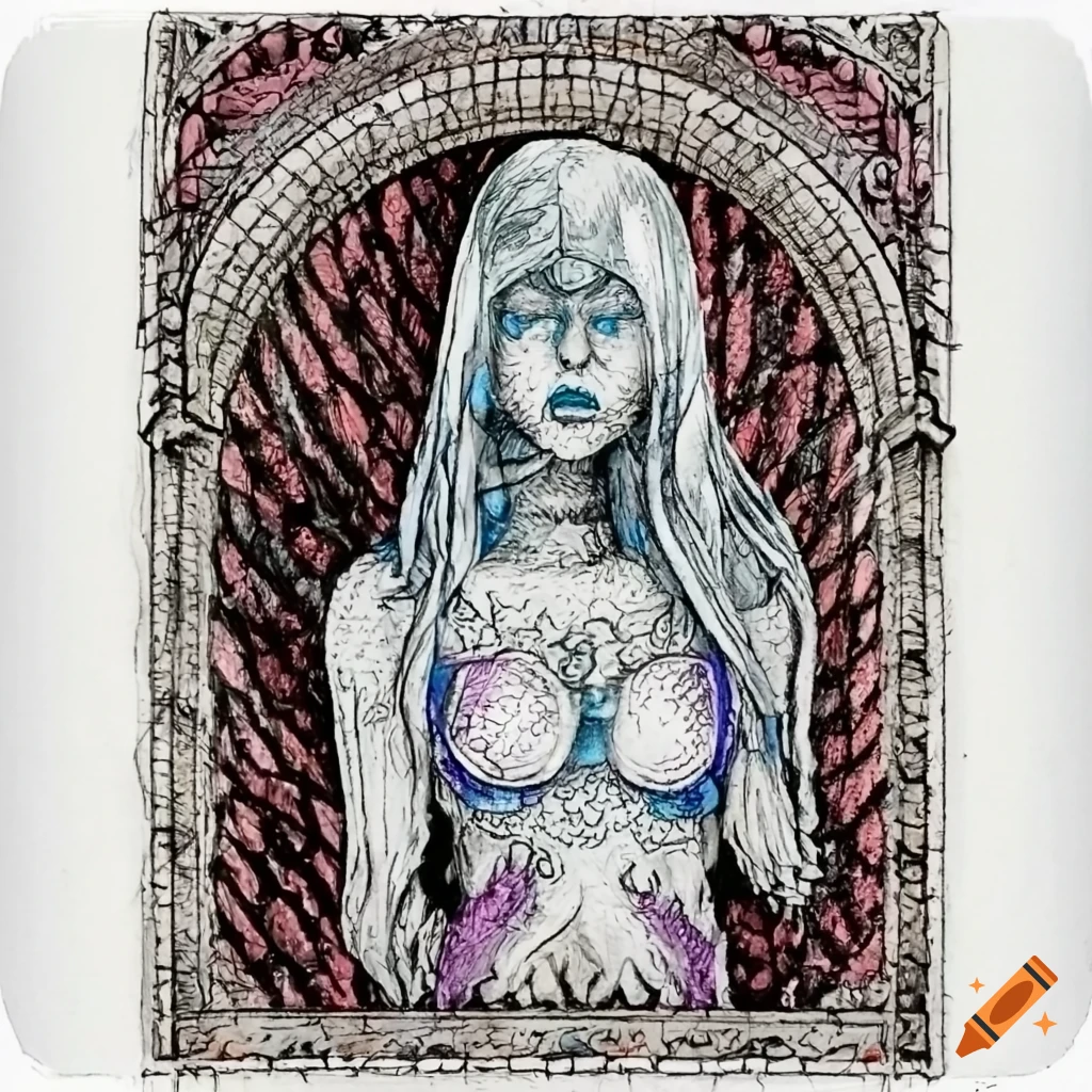 Old school fantasy art in crayon style