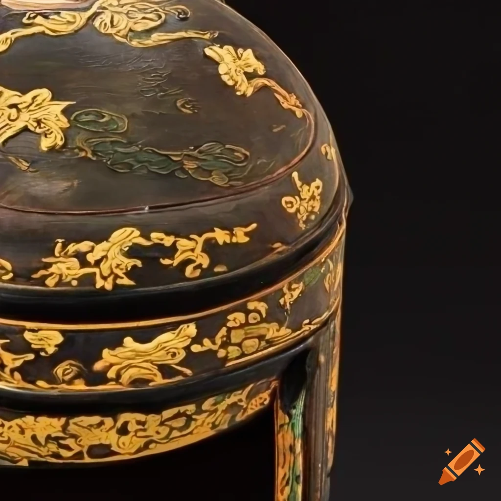 Antique Chinese Lacquered Chard Box
