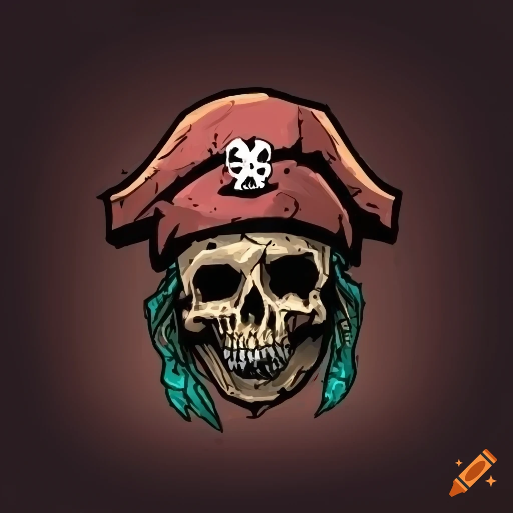 Skull with pirate hat design inspired by Darkest Dungeon