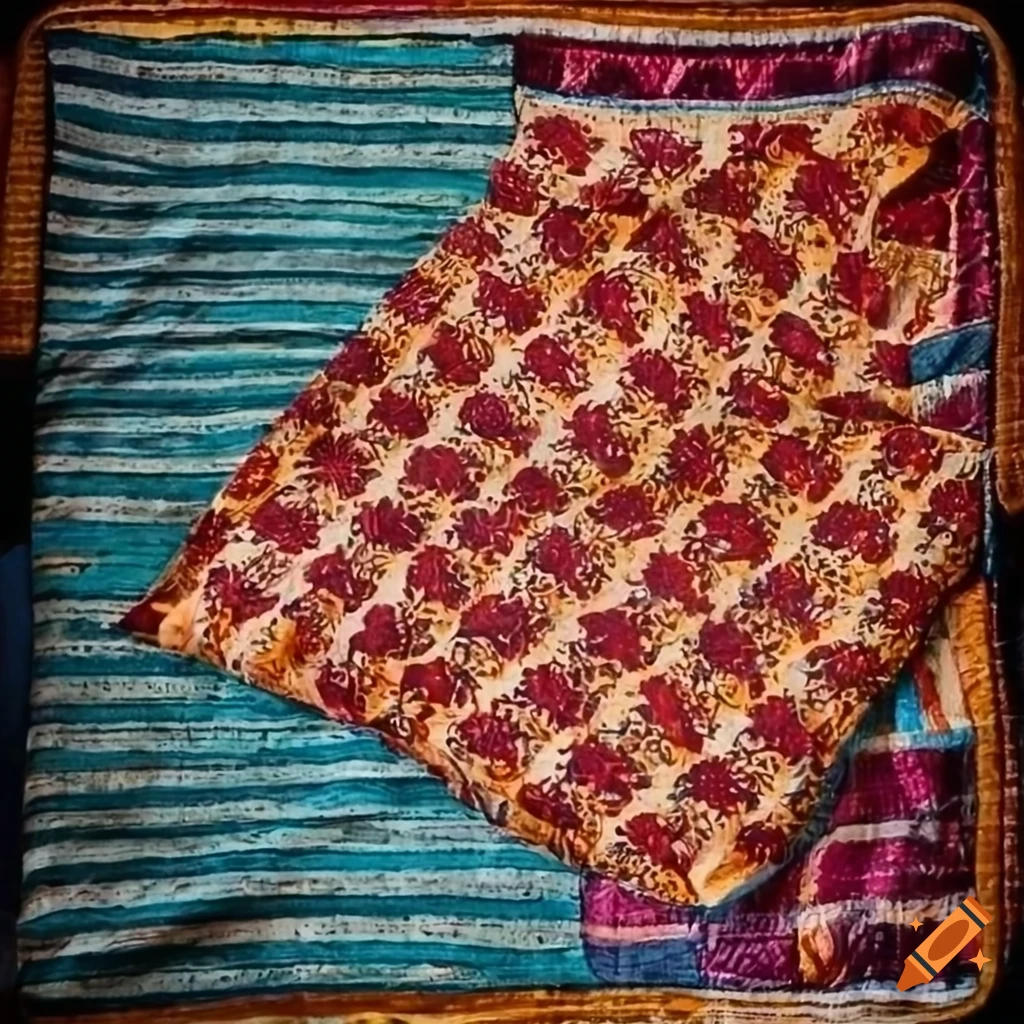 Colorful cotton bohemian blanket on concrete background