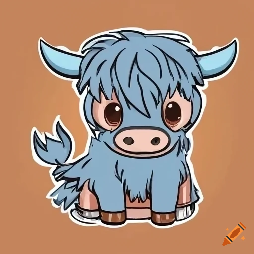Whimsical highland cow with a mythological twist