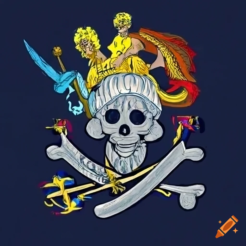 Navy t-shirt design with Poseidon, jolly roger, and frigate