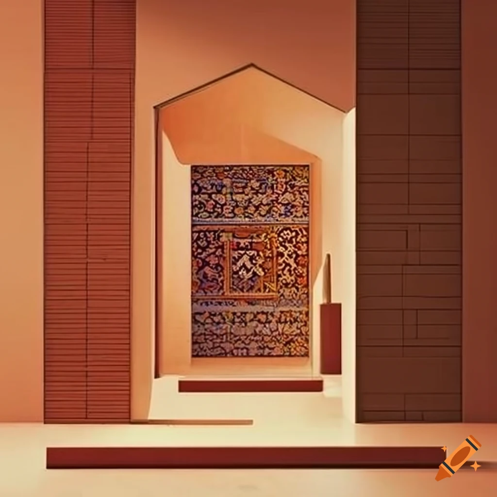 Modern square shop with Iranian porcelain bricks and tiles