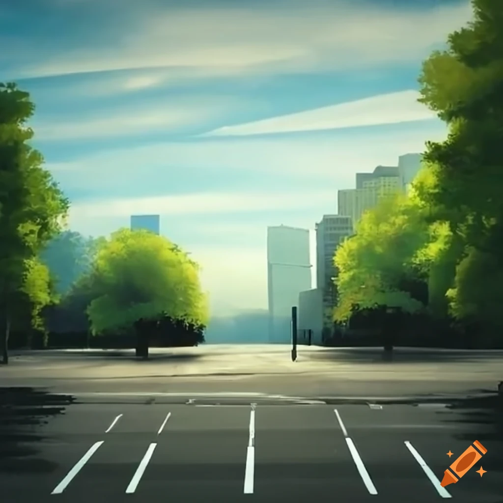 Empty parking lot with trees in the background