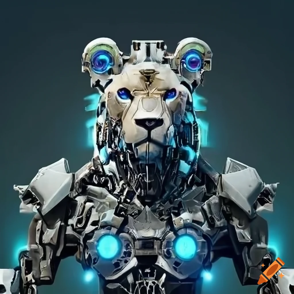 Cybernetic lion with four jet engines