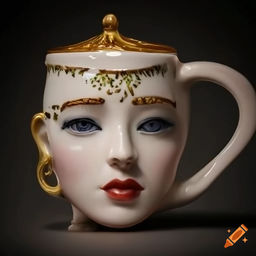 Teapotshaped woman's face artistic representation on Craiyon