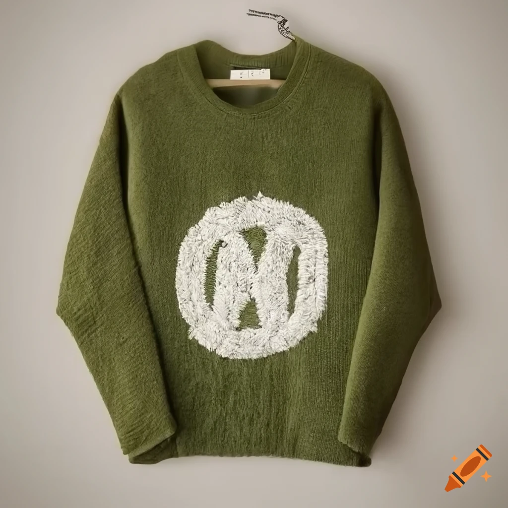 Vintage oversized cotton logo embroidery in moss and off white colors