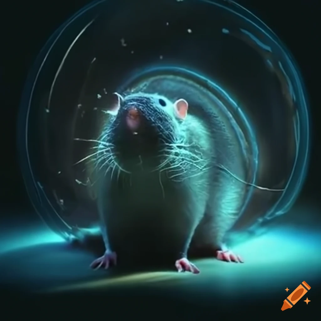 Transparent rat squeaking near an interdimensional portal on Craiyon