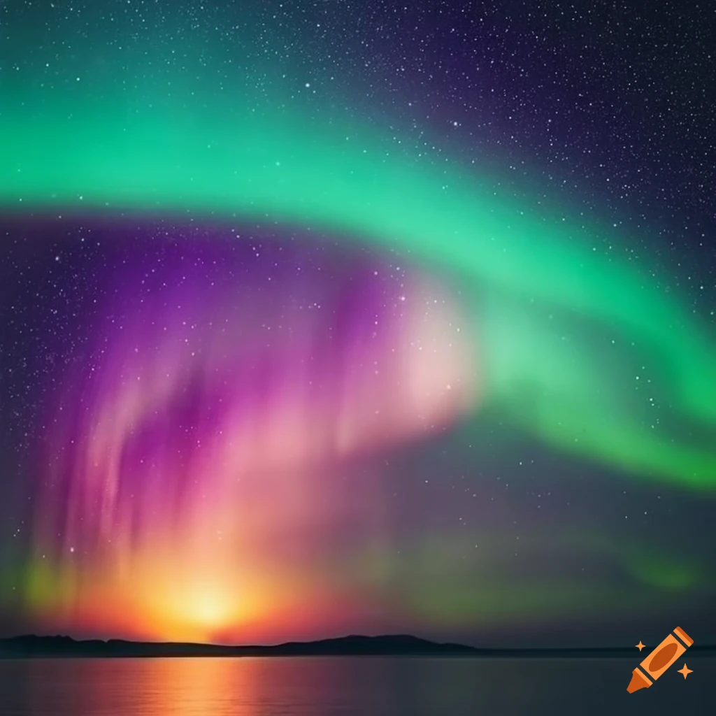 Calligraphy of 'Mademoiselle Serge' against an aurora borealis backdrop