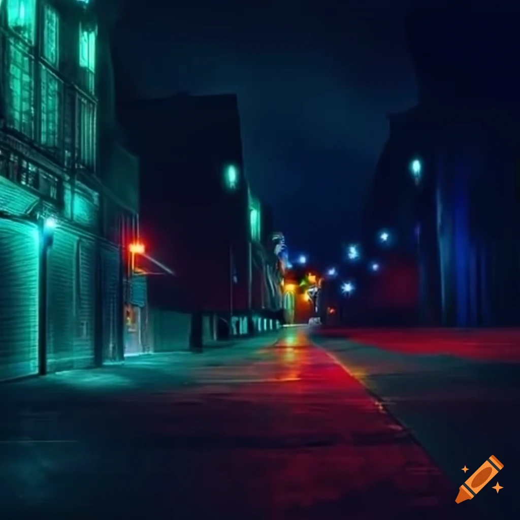 Colorful flashing lights in a late night universe