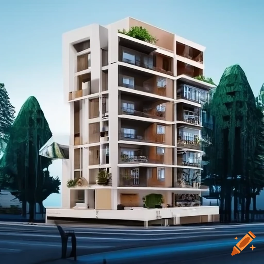 7-story residential building design with 2116 sq ft on each floor