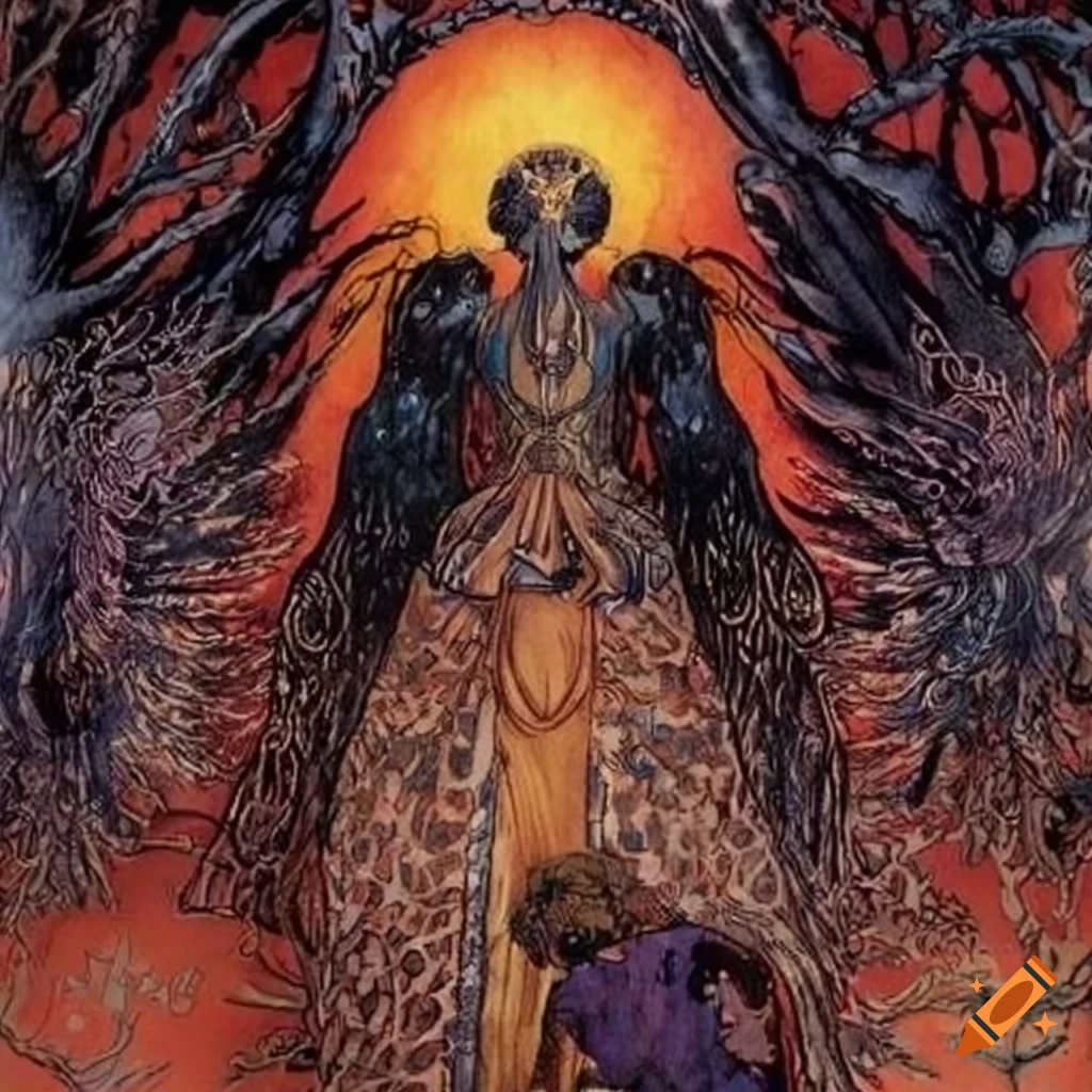 Powerful ancestral spirit in intricate ethereal art style