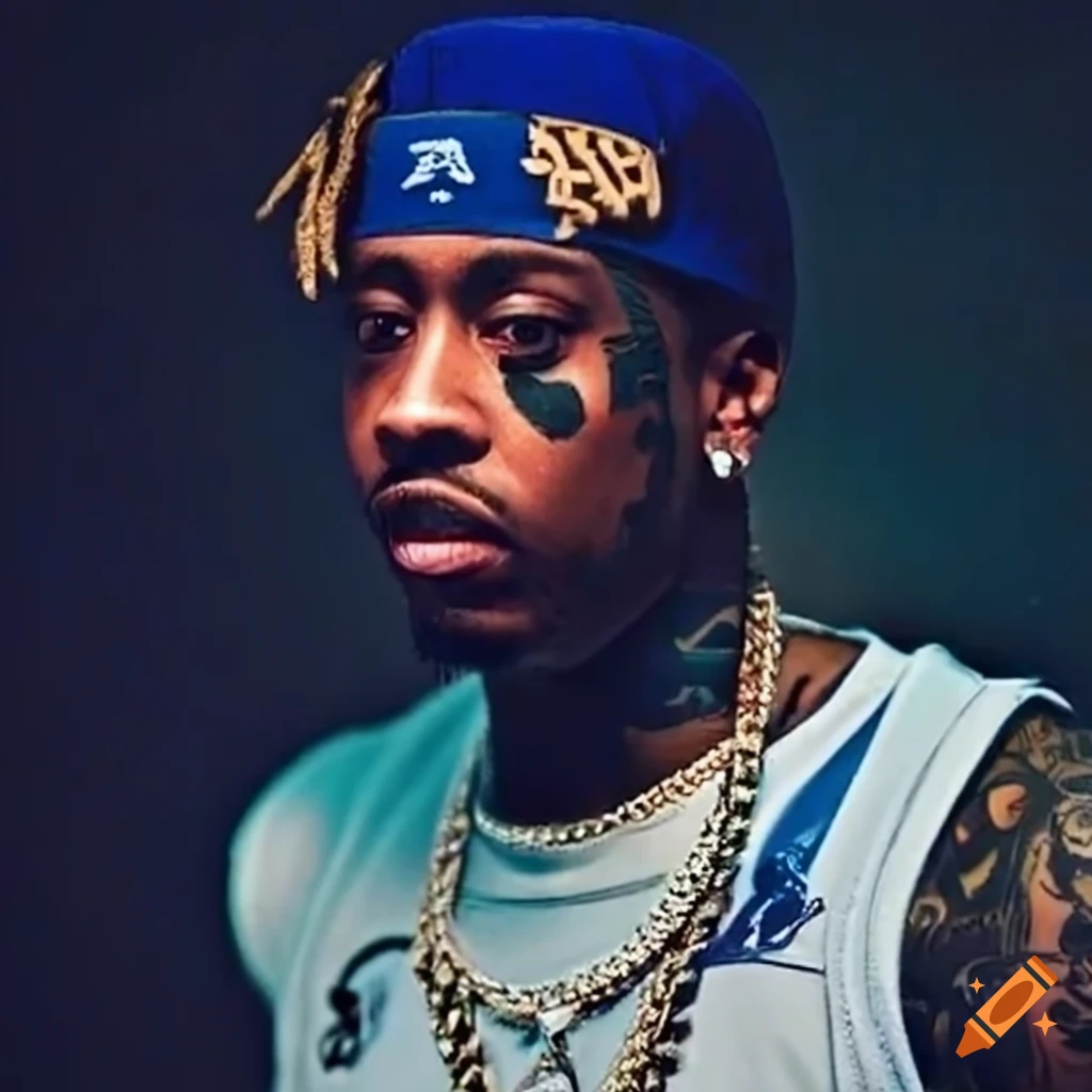 Man with face tattoos and unique style in black and white