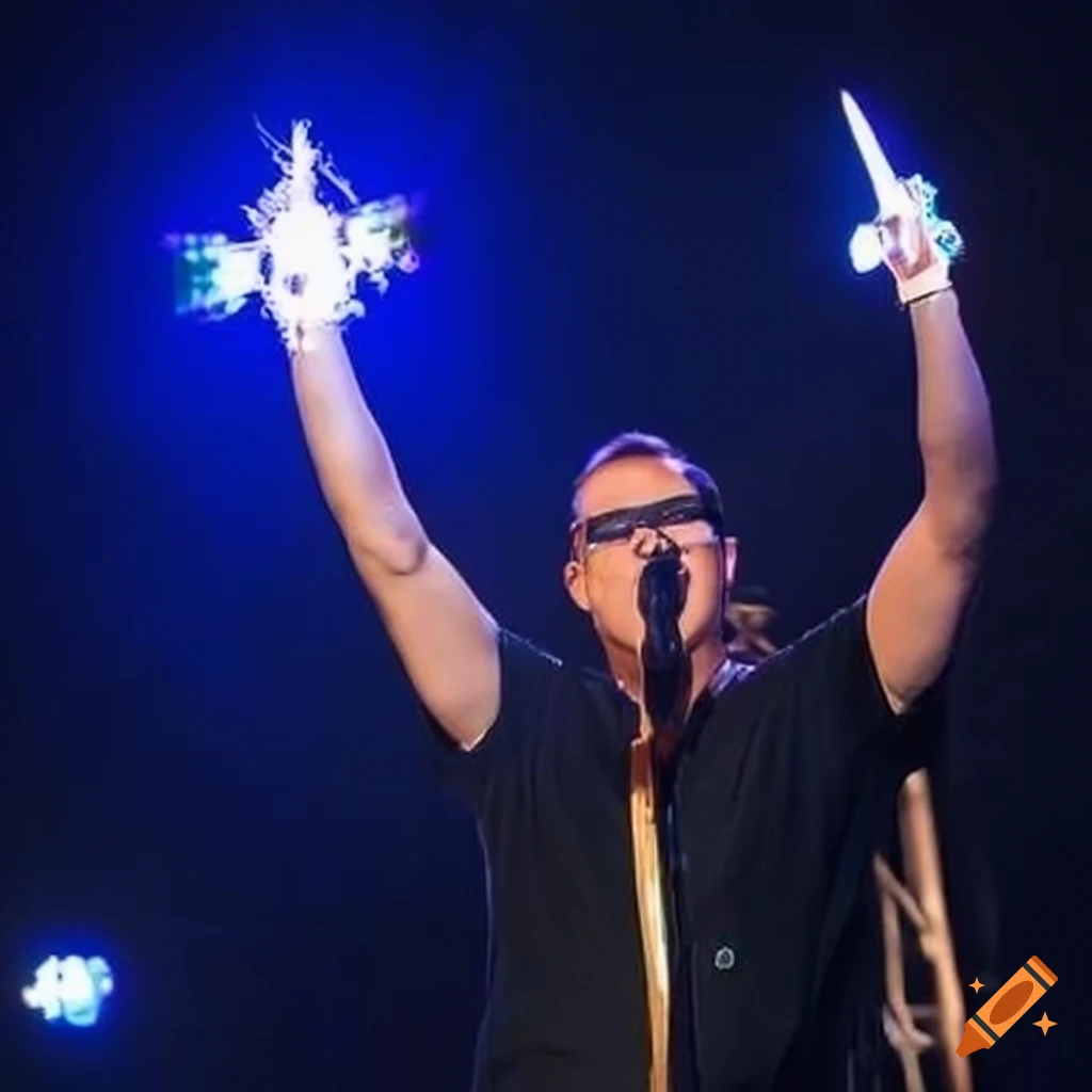 Person playing under bright lights