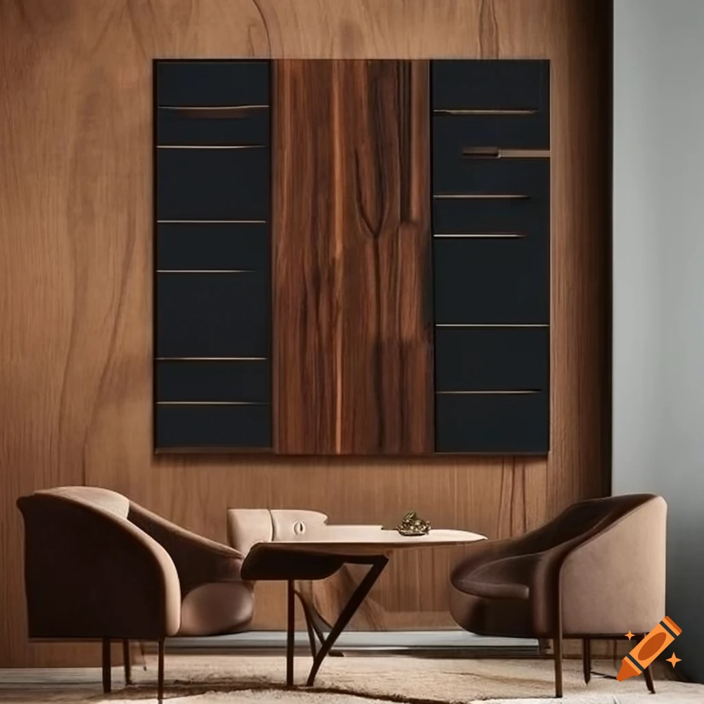 Mid-century modern black walnut wall art