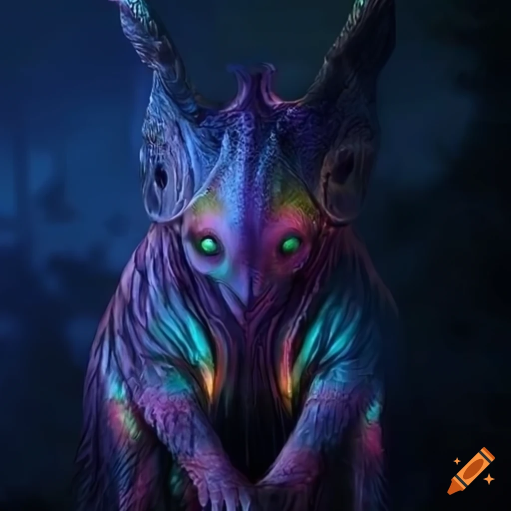 Fantastical creature with iridescent wings and striking eyes in high-definition art