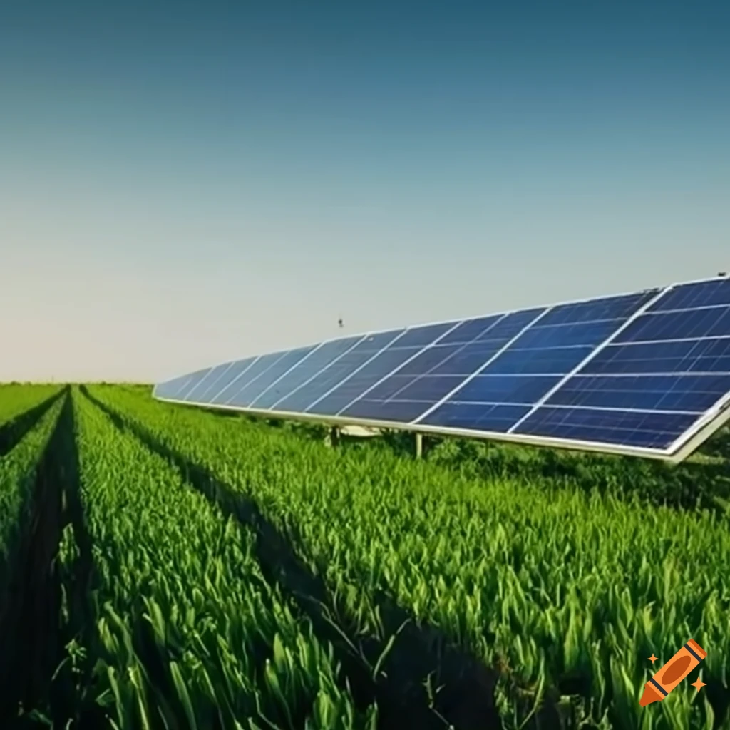Crop field with solar panels