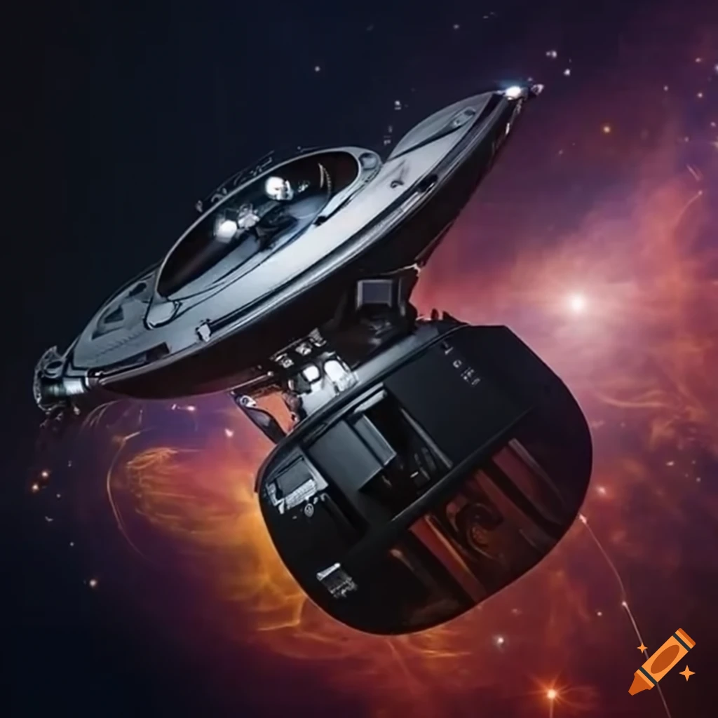Futuristic time travel machine exterior with the name "epochaljourneys"