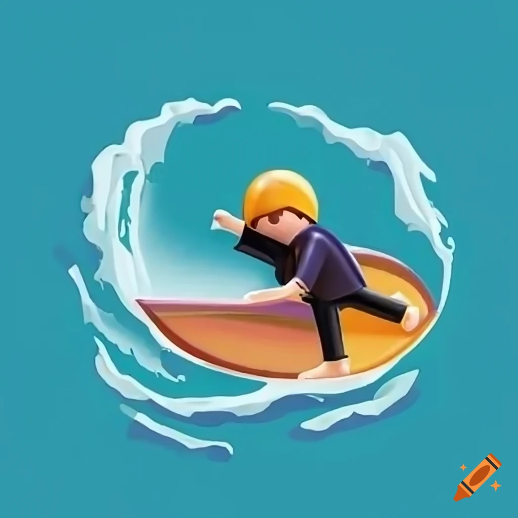 Logo d'entreprise de surf inspiré par Playmobil