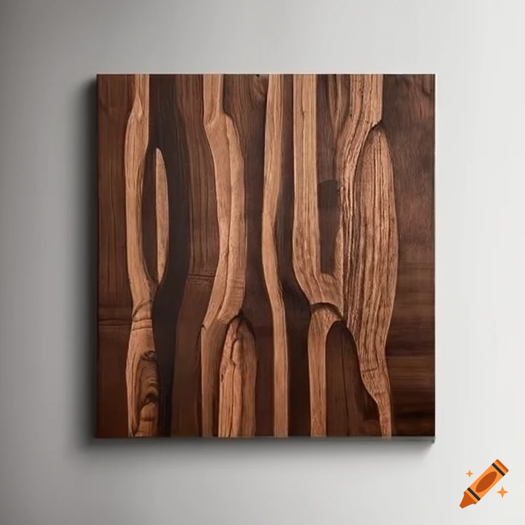 Rustic manly carving line patterns black walnut wall art