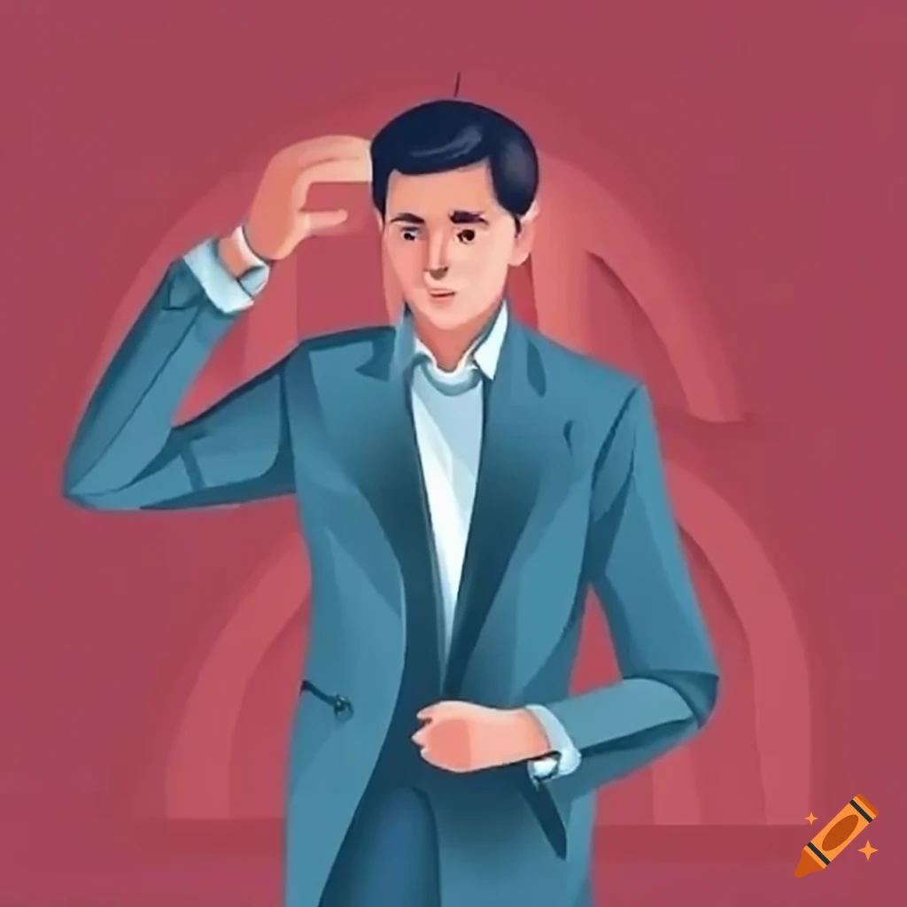 Tired man in office suit arriving home in front of the house entrance