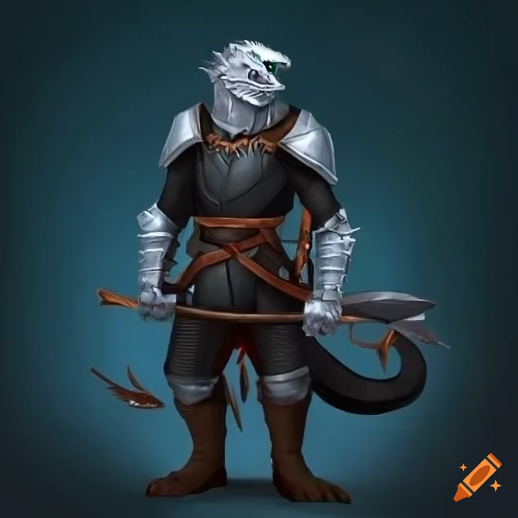 Male Dragonborn rogue in black leather armor with sky blue scales