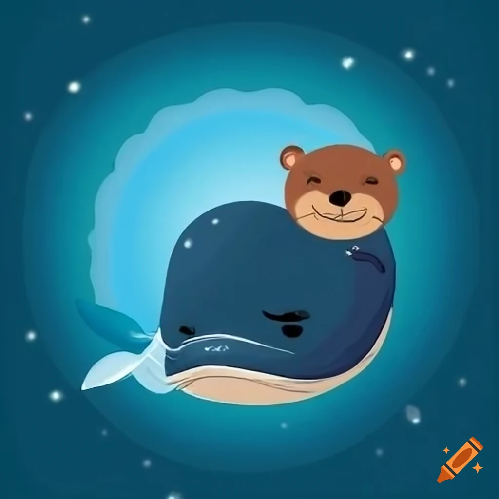Whale and bear hugging together