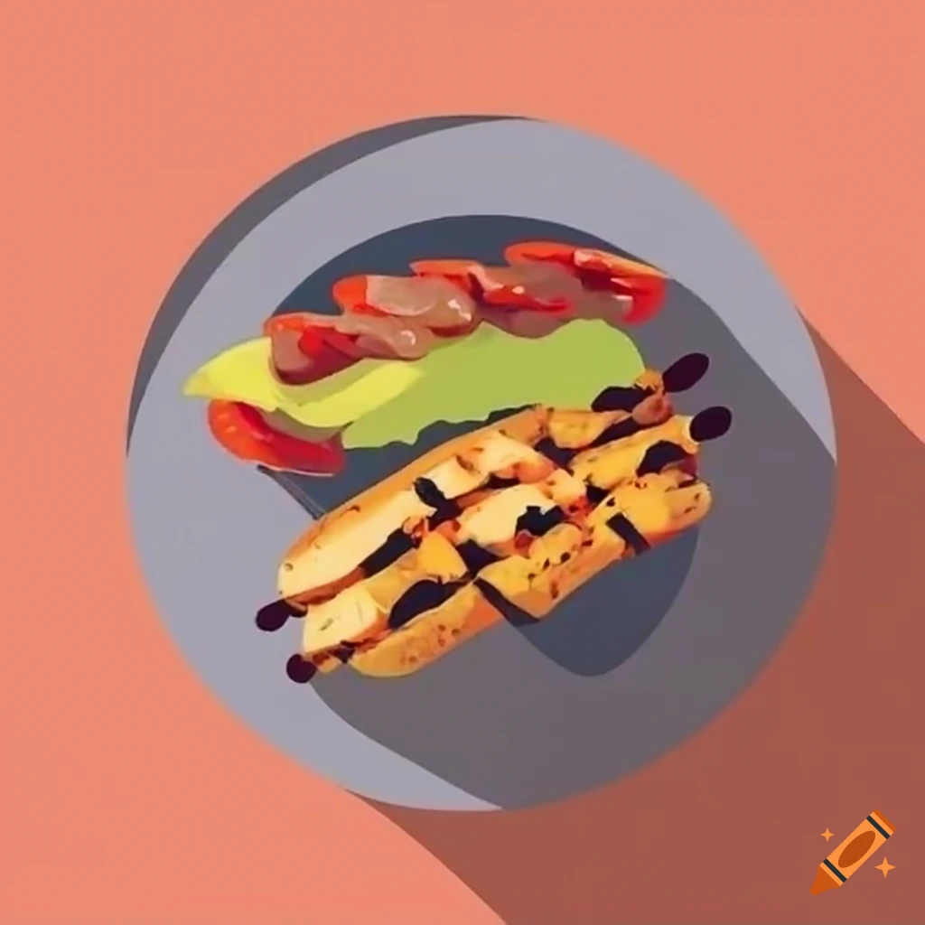 Barbecue on a plate in flat style
