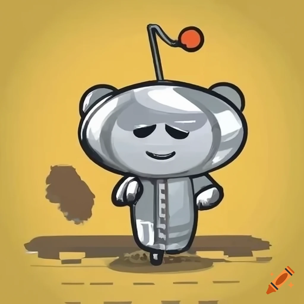 Reddit mascot Snoo as Tin Woodman on Yellow Brick Road