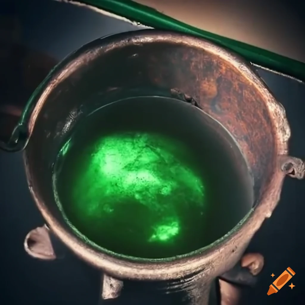 Cauldron with green liquid inside