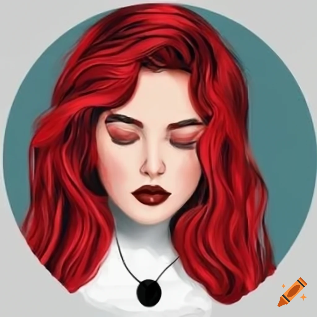 Collection of round pop art avatars for social media featuring a charming young lady with red and black hair and stylish headphones