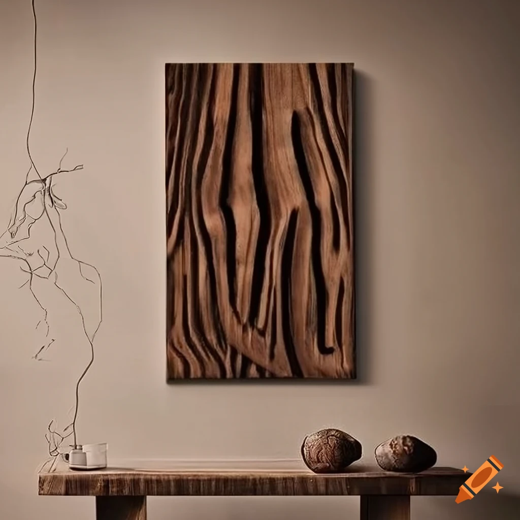 Rustic manly carving line patterns black walnut wall art