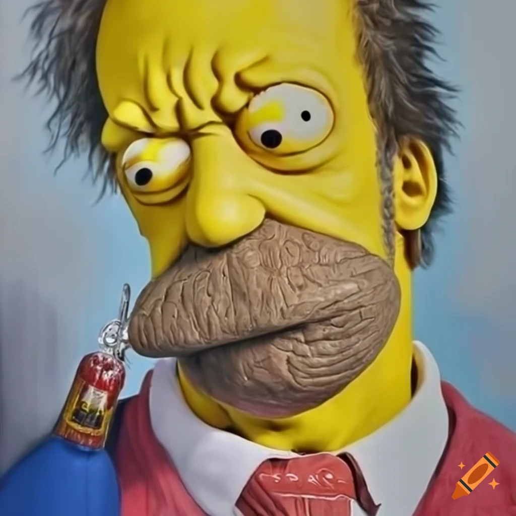 Hyperrealistic illustration of Homer Simpson