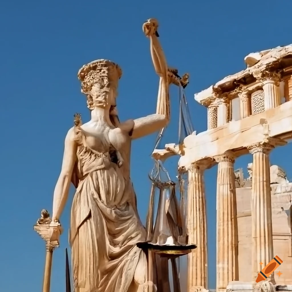 Justitia and Acropolis in Athens