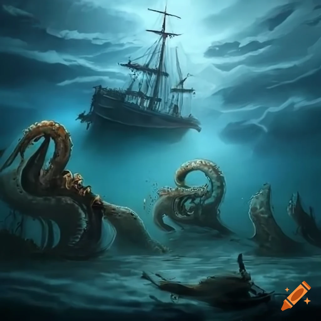 Kraken Shirt - Sea Monster Sinking Ship Full Moon T-Shirt Kraken Shirt - Sea Monster Sinking Ship Full Moon T-Shirt