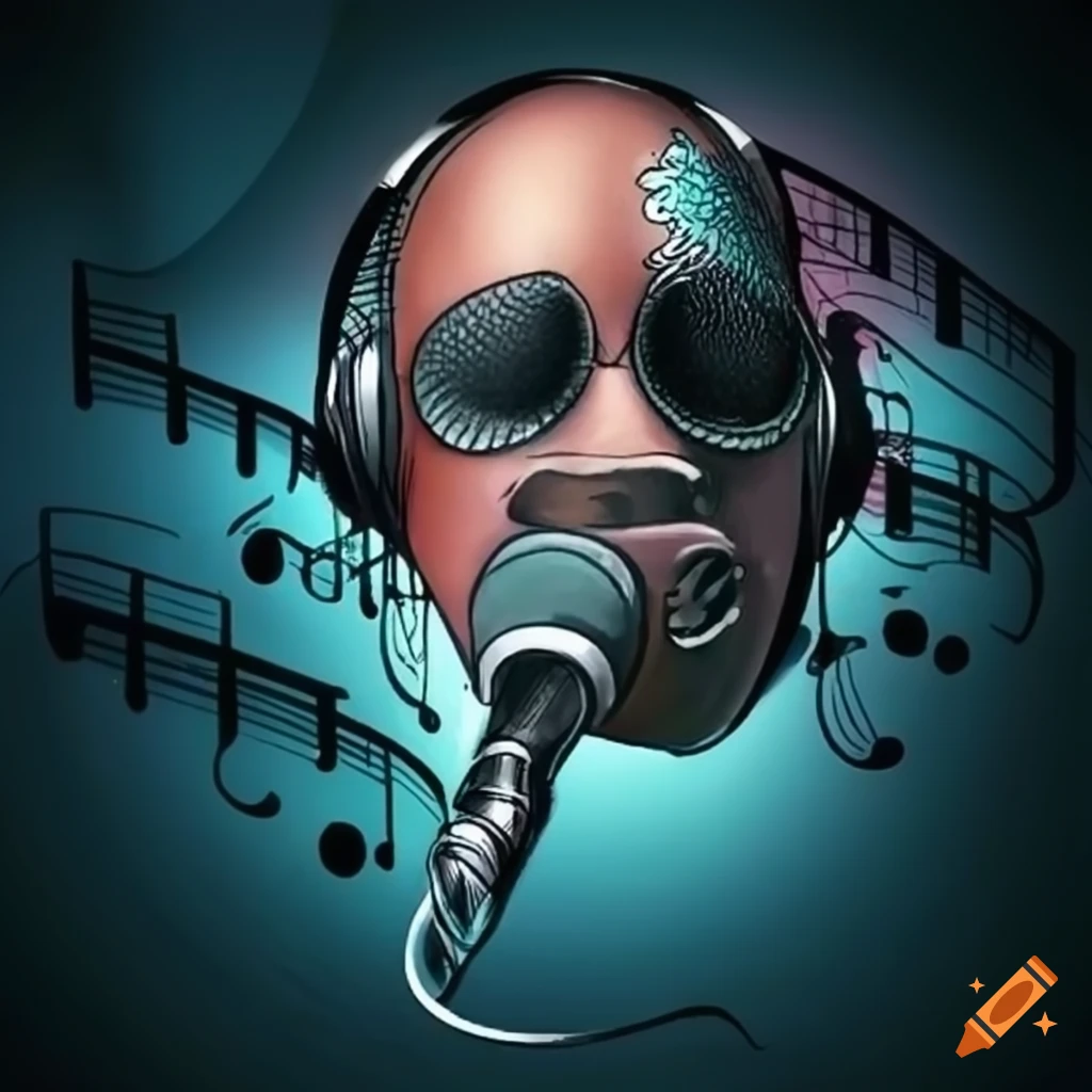 Memorial tattoo design for radio host AJ with microphone and music notes