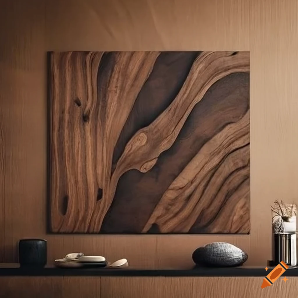 Rustic manly carving line patterns black walnut wall art