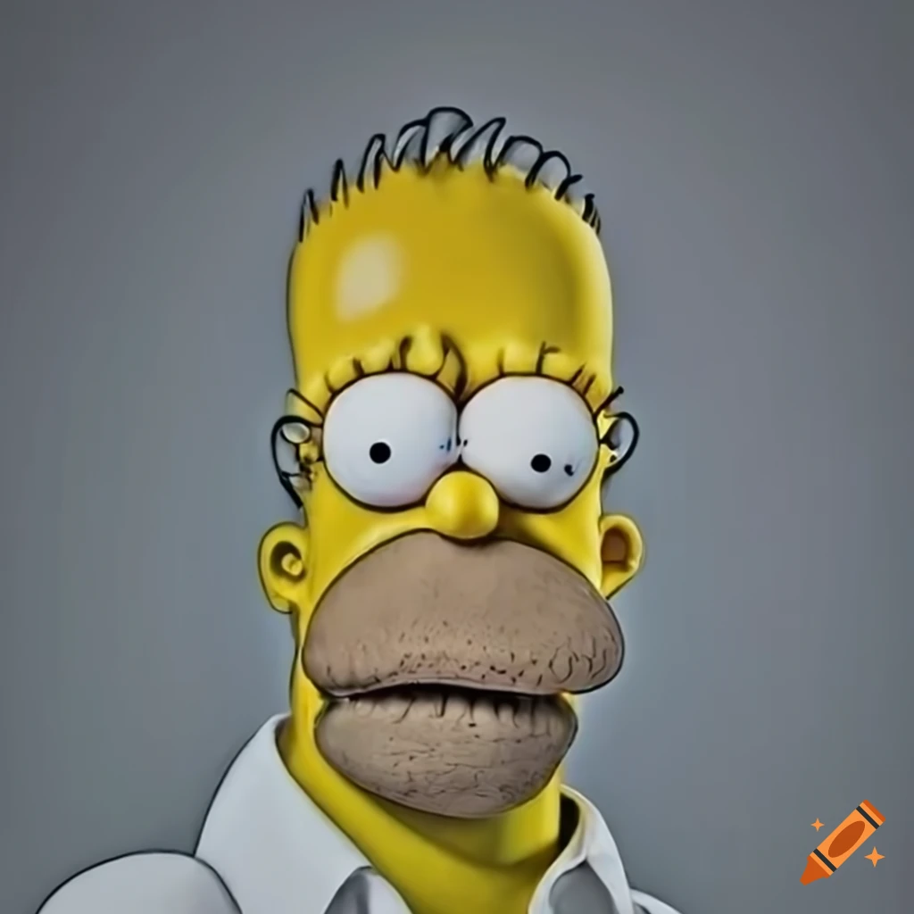 Hyperrealistic depiction of Homer Simpson