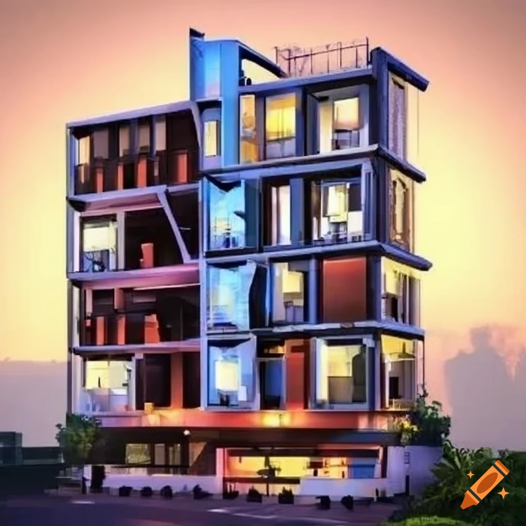 Architectural design of a 1400 sqft 7-story building