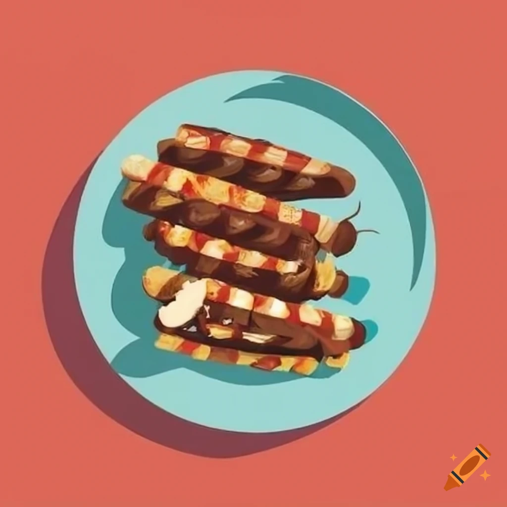 Barbecue on a plate in flat style
